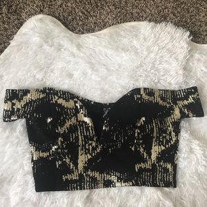 Windsor Black & Gold Crop Top